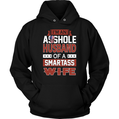 I'm-an-Asshole-Husband-of-a-Smartass-Wife-Shirt-gift-for-wife-wife-gift-wife-shirt-wifey-wifey-shirt-wife-t-shirt-wife-anniversary-gift-family-shirt-birthday-shirt-funny-shirts-sarcastic-shirt-best-friend-shirt-clothing-women-men-unisex-hoodie