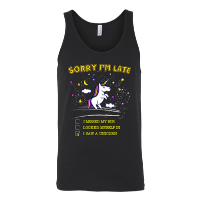 Sorry-I-m-Late-I-Saw-a-Unicorn-Shirt-funny-shirt-funny-shirts-sarcasm-shirt-humorous-shirt-novelty-shirt-gift-for-her-gift-for-him-sarcastic-shirt-best-friend-shirt-clothing-women-men-unisex-tank-tops