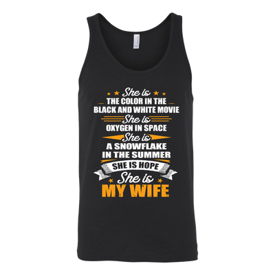 She-is-Hope-She-is-My-Wife-Shirt-husband-shirt-husband-t-shirt-husband-gift-gift-for-husband-anniversary-gift-family-shirt-birthday-shirt-funny-shirts-sarcastic-shirt-best-friend-shirt-clothing-women-men-unisex-tank-tops