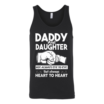 Daddy-and-Daughter-Not-Always-Eye-to-Eye-But-Always-Heart-to-Heart-Shirts-dad-shirt-father-shirt-fathers-day-gift-new-dad-gift-for-dad-funny-dad shirt-father-gift-new-dad-shirt-anniversary-gift-family-shirt-birthday-shirt-funny-shirts-sarcastic-shirt-best-friend-shirt-clothing-women-men-unisex-tank-tops