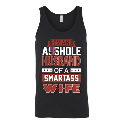 I'm-an-Asshole-Husband-of-a-Smartass-Wife-Shirt-gift-for-wife-wife-gift-wife-shirt-wifey-wifey-shirt-wife-t-shirt-wife-anniversary-gift-family-shirt-birthday-shirt-funny-shirts-sarcastic-shirt-best-friend-shirt-clothing-women-men-unisex-tank-tops
