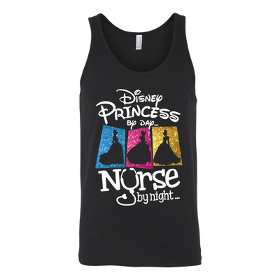 Disney-Princess-By-Day-Nurse-By-Night-Shirts-nurse-shirt-nurse-gift-nurse-nurse-appreciation-nurse-shirts-rn-shirt-personalized-nurse-gift-for-nurse-rn-nurse-life-registered-nurse-clothing-women-men-unisex-tank-tops