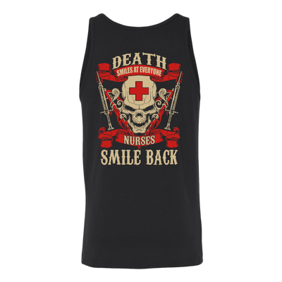 Death-Smiles-At-Everyone-Nurses-Smile-Back-Shirt-nurse-shirt-nurse-gift-nurse-nurse-appreciation-nurse-shirts-rn-shirt-personalized-nurse-gift-for-nurse-rn-nurse-life-registered-nurse-clothing-women-men-unisex-tank-tops