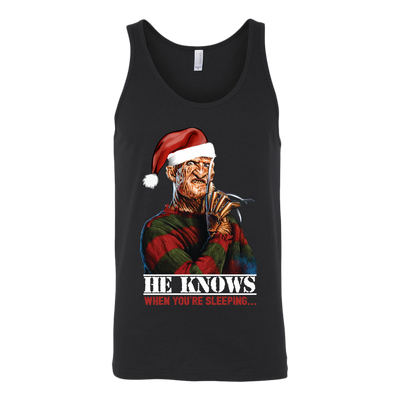 He-Knows-When-You-re-Sleeping-Freddy-Krueger-Christmas-Santa-Claus-Shirt-merry-christmas-christmas-shirt-holiday-shirt-christmas-shirts-christmas-gift-christmas-tshirt-santa-claus-ugly-christmas-ugly-sweater-christmas-sweater-sweater-family-shirt-birthday-shirt-funny-shirts-sarcastic-shirt-best-friend-shirt-clothing-women-men-unisex-tank-tops