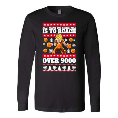 Dragon ball Shirt, Goku Shirt, Merry Christmas Shirt, All I Want for Christmas Is to Reach Over 9000 Shirt