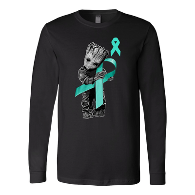 Baby-Groot-Hug-Teal-Ribbon-Shirt-breast-cancer-shirt-breast-cancer-cancer-awareness-cancer-shirt-cancer-survivor-pink-ribbon-pink-ribbon-shirt-awareness-shirt-family-shirt-birthday-shirt-best-friend-shirt-clothing-women-men-long-sleeve-shirt