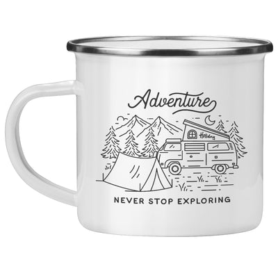 Adventure Never stop exploring mug, camping mug, outdoor mug, enamel mug