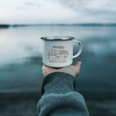 Adventure Never stop exploring mug, camping mug, outdoor mug, enamel mug