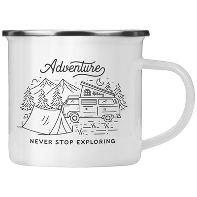 Adventure Never stop exploring mug, camping mug, outdoor mug, enamel mug