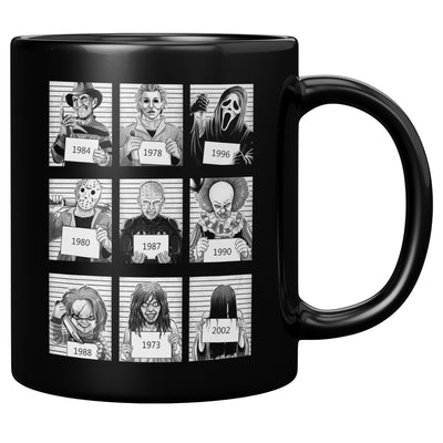 Dream Shirts Horror Killers Mugshots Mug, Freddy Krueger Jason Voorhees Pennywise Pinhead Chucky Mug