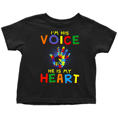 I'm-His-Voice-He-Is-My-Heart-Shirts-autism-shirts-autism-awareness-autism-shirt-for-mom-autism-shirt-teacher-autism-mom-autism-gifts-autism-awareness-shirt- puzzle-pieces-autistic-autistic-children-autism-spectrum-clothing-kid-toddler-t-shirt