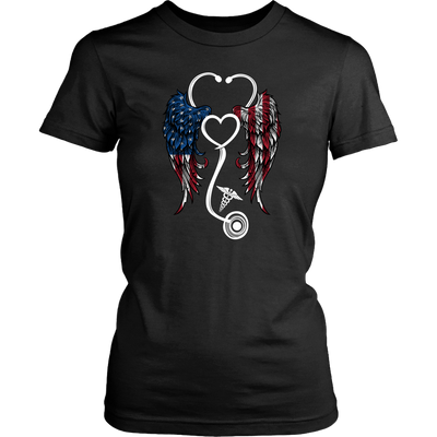 Nurse Angel Wings American Flag, Nurse Shirt