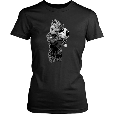 Baby Groot Hugs Jack Skellington Shirt, Horror Shirt, Halloween Shirt