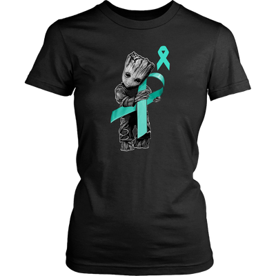 Baby-Groot-Hug-Teal-Ribbon-Shirt-breast-cancer-shirt-breast-cancer-cancer-awareness-cancer-shirt-cancer-survivor-pink-ribbon-pink-ribbon-shirt-awareness-shirt-family-shirt-birthday-shirt-best-friend-shirt-clothing-women-shirt