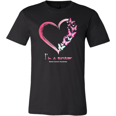 I'M A SURVIVOR BREAST CANCER AWARENESS HEART BUTTERFLY SHIRTs