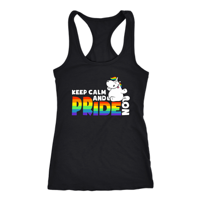 Unicorn-Shirts-KEEP-CALM-AND-PRIDE-NOW-lgbt-shirts-gay-pride-SHIRTS-rainbow-lesbian-equality-clothing-women-men-racerback-tank-tops