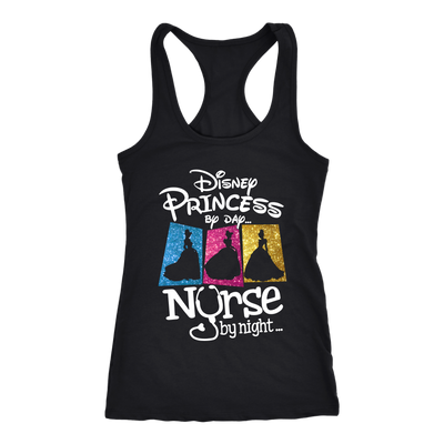 Disney-Princess-By-Day-Nurse-By-Night-Shirts-nurse-shirt-nurse-gift-nurse-nurse-appreciation-nurse-shirts-rn-shirt-personalized-nurse-gift-for-nurse-rn-nurse-life-registered-nurse-clothing-women-men-racerback-tank-tops