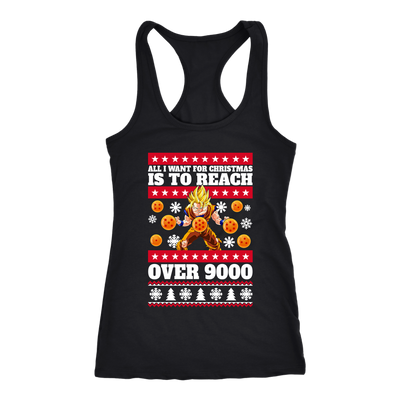 Dragon ball Shirt, Goku Shirt, Merry Christmas Shirt, All I Want for Christmas Is to Reach Over 9000 Shirt