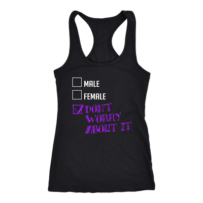 MALE-FEMALE-DON'T-WORRY-ABOUT-IT-lgbt-shirts-gay-pride-shirts-rainbow-lesbian-equality-clothing-women-men-racerback-tank-tops