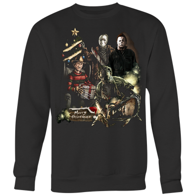 Michael Myers, Jason Voorhees, Freddy Krueger, Leatherface Merry Horror, Christmas Shirt, Halloween Shirt
