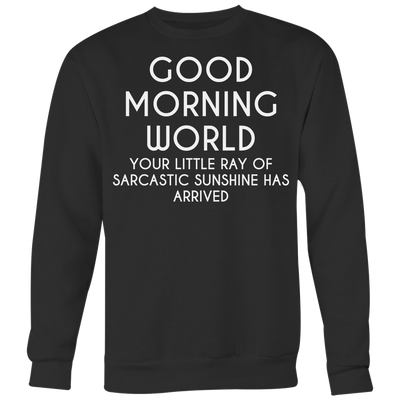 Good-Morning-World-Your-Little-Ray-of-Sarcastic-Sunshine-Has-Arrived-Shirt-funny-shirt-funny-shirts-humorous-shirt-novelty-shirt-gift-for-her-gift-for-him-sarcastic-shirt-best-friend-shirt-clothing-women-men-sweatshirt