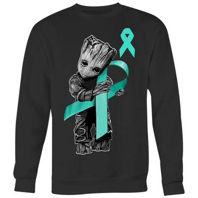 Baby-Groot-Hug-Teal-Ribbon-Shirt-breast-cancer-shirt-breast-cancer-cancer-awareness-cancer-shirt-cancer-survivor-pink-ribbon-pink-ribbon-shirt-awareness-shirt-family-shirt-birthday-shirt-best-friend-shirt-clothing-women-men-sweatshirt