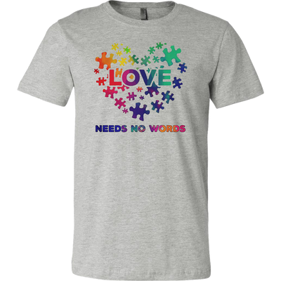 Autism Love Needs No Words, Grey Shirt