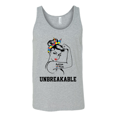 Autism-Mom-Shirt-Unbreakable-Shirt-Rosie-the-Riveter-Shirt-autism-shirts-autism-awareness-autism-shirt-for-mom-autism-shirt-teacher-autism-mom-autism-gifts-autism-awareness-shirt- puzzle-pieces-autistic-autistic-children-autism-spectrum-clothing-women-men-unisex-tank-tops